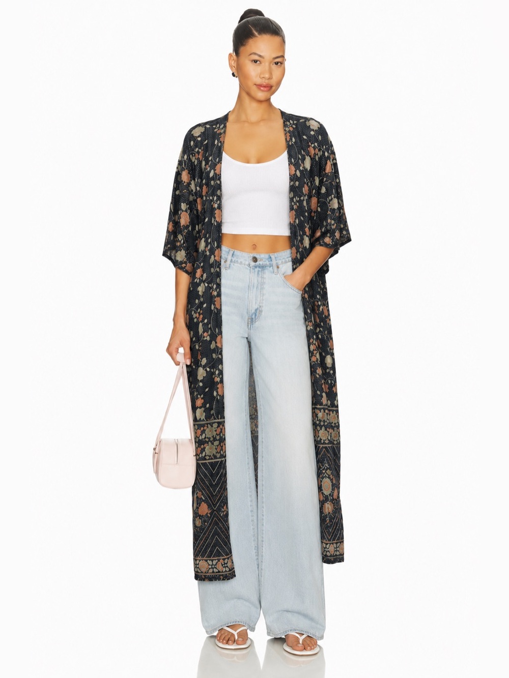Free People FP One Floral Boho Lagenlook Cottagecore Kimono Robe XS/S